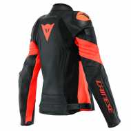 Jacket Racing 4 Lady Leather Black Fluo Red