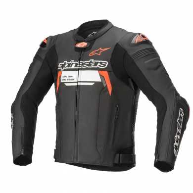 Jacket Missile V2 Ignition leather Black White Fluo Red