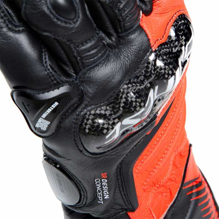 Glove Carbon 4 Long Black Fluo Red White