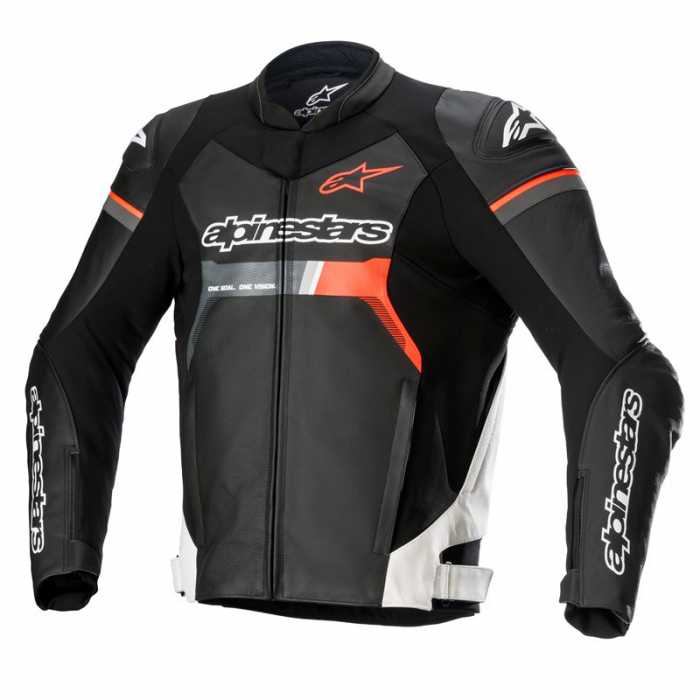 Jacket GP Force Leather Black Red White
