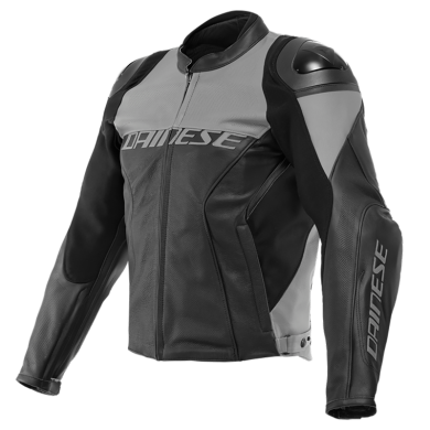 Jacket Racing 4 Perforated Leather Black Grey