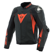 Jacket Super Speed 4 Leather Perforated Black Fluo Red