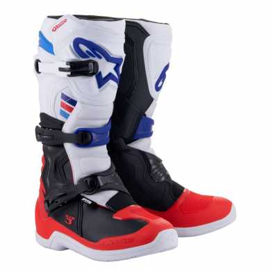 Boots Tech 3 White Blue Red