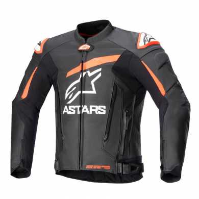 Jacket GP Plus V4  Leather Black Fluo Red
