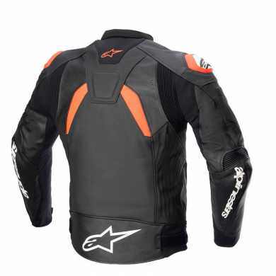 Jacket GP Plus V4  Leather Black Fluo Red