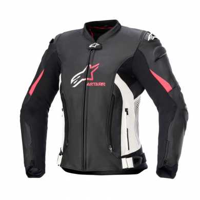 Giubbotto Stella GP Plus V4 pelle Nero Bianco Rosa