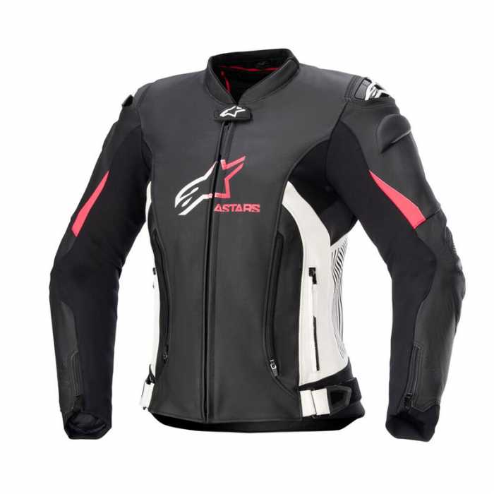 Giubbotto Stella GP Plus V4 pelle Nero Bianco Rosa