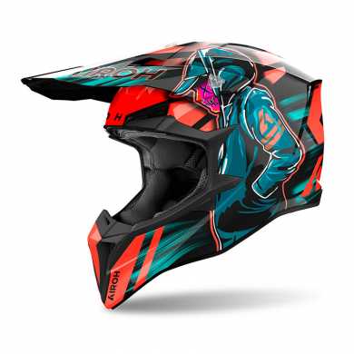 Casco Wraaap 06 Cyber Arancio Azzurro