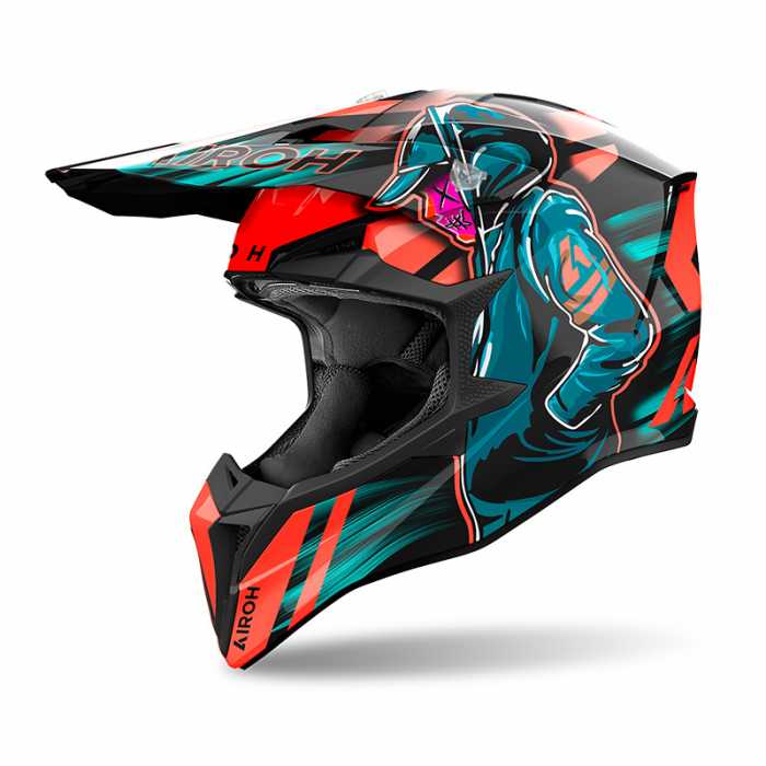 Casco Wraaap 06 Cyber Arancio Azzurro