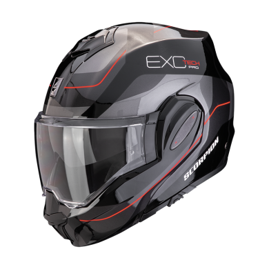 Casco Exo Tech Evo Pro Commuta Nero Argento Rosso