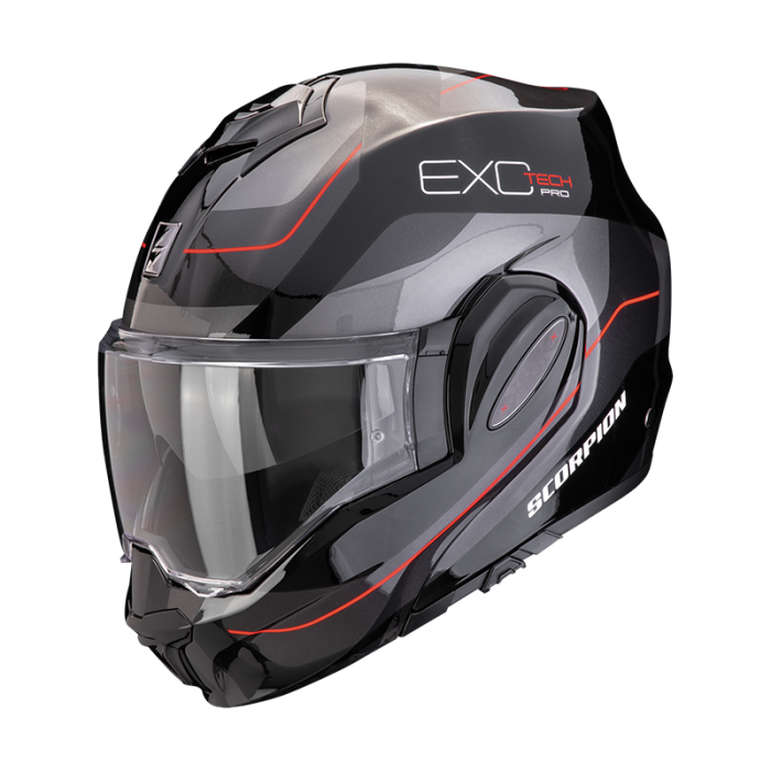 Casco Exo Tech Evo Pro Commuta Nero Argento Rosso
