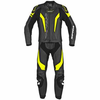 Leather Suit Laser Touring Black Yellow