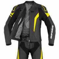 Leather Suit Laser Touring Black Yellow