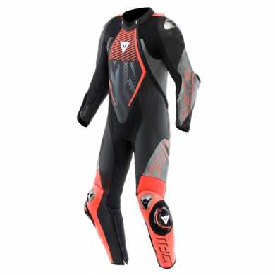 Tuta Audax D-zip Prof Estiva Nero Rosso Fluo Grigio
