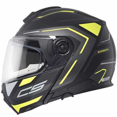 Casco C5 Omega Nero Opaco Giallo