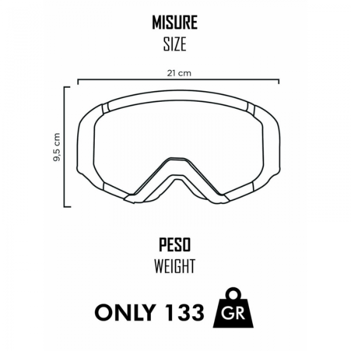 Maschera Medium 05Primis Rosso Bianco Lente Rossa