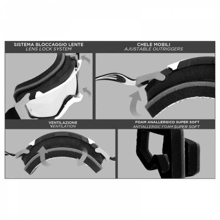 Maschera Medium 05Primis Rosso Bianco Lente Rossa