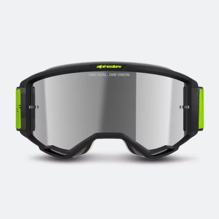 Maschera Alpinestars Vision 5 Hollow Nero Giallo Lente Argento