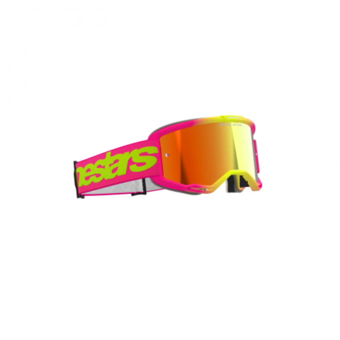 Maschera Alpinestars Vision 5 Wordmark Fuxia Giallo Fluo Lente Rossa