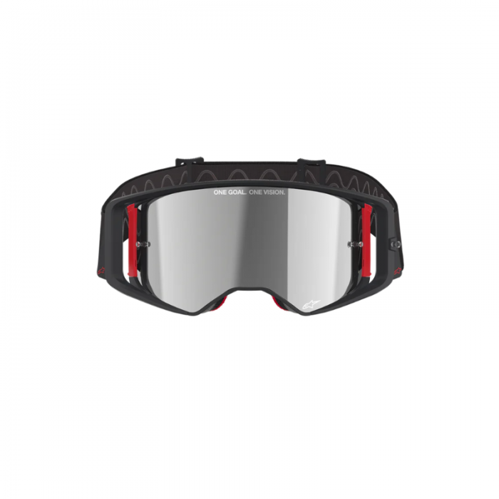 Maschera Alpinestars Supertech Corp Nero Rosso Lente Argento