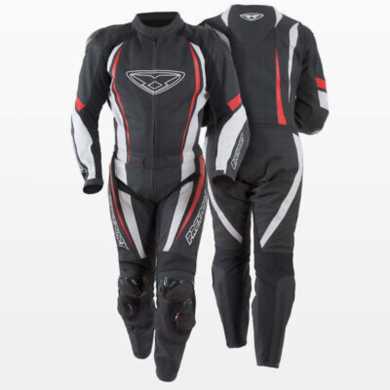 Tuta Misano-2 Pelle Divisibile Nero Bianco Rosso