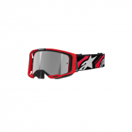Maschera Alpinestars Vision 8 Luar Rosso Nero Lente Argento
