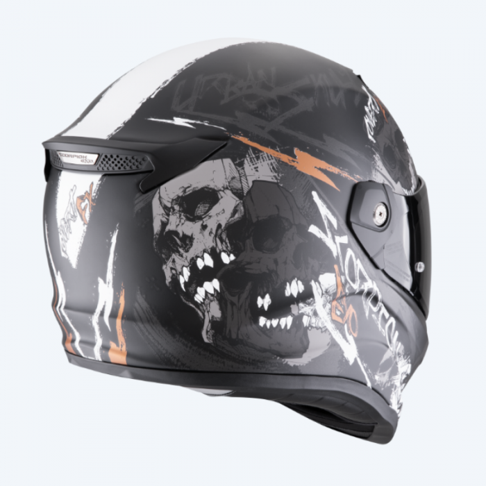 Casco Covert Fx Skullz Nero Opaco Grigio Oro