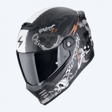 Helmet Covert Fx Skullz Matte Black Grey Gold