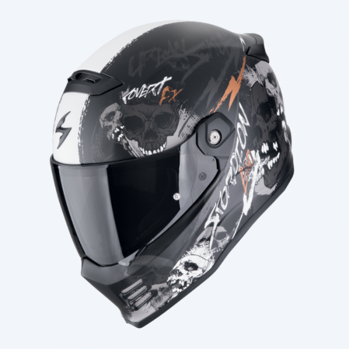 Helmet Covert Fx Skullz Matte Black Grey Gold