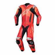 Leather Suit Gp Plus V4 Sprint 1PC Black White Red Fluo