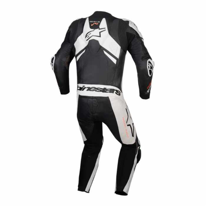 Leather Suit Gp Plus V4 Sprint 1PC Black White Red Fluo