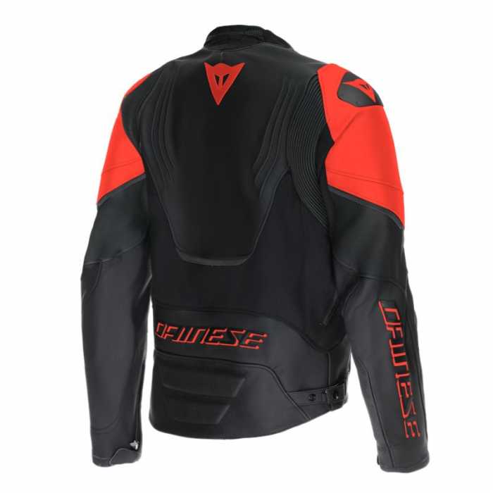Jacket Racing 5 Leather Black Fluo Red