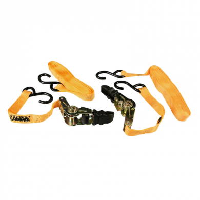Pro-Safe, set of 2 tension straps with double hook ratchet “S” - 500 cm
