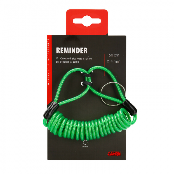 Reminder, cavetto di sicurezza a spirale - Verde