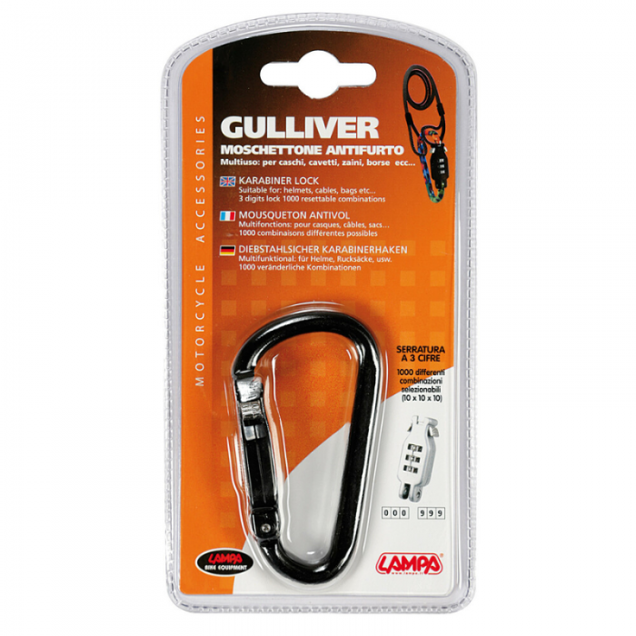 Gulliver, anti-theft carabiner - Black