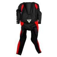 Leather Suit Tosa 1PC Perforated Black Fluo Red White