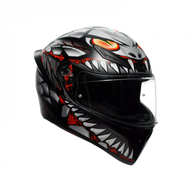 Casco K1 S E2206 Lyzard nero opaco grigio rosso