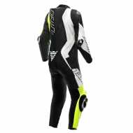 Leather Suit Audax D-zip 1PC Perf. Black White Yellow