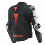 Giubbotto Super Speed 4 Pelle Nero Rosso Fluo Traforato