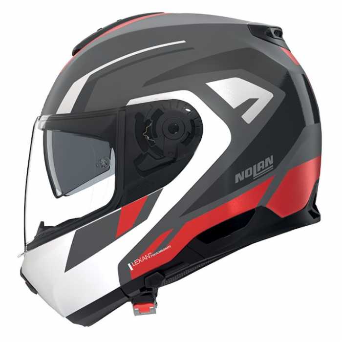 Casco N100-6 Cinetico N-com Grigio Rosso Bianco Opaco