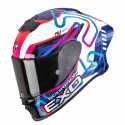 Casco Scorpion Exo R1 Evo II Air Cornering Bianco Blu Rosa