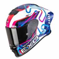 Scorpion Helmet Exo R1 Evo II Air  Cornering White Blue Pink