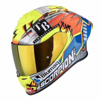 Casco Scorpion Exo R1 Evo II Air Aron Giallo Blu