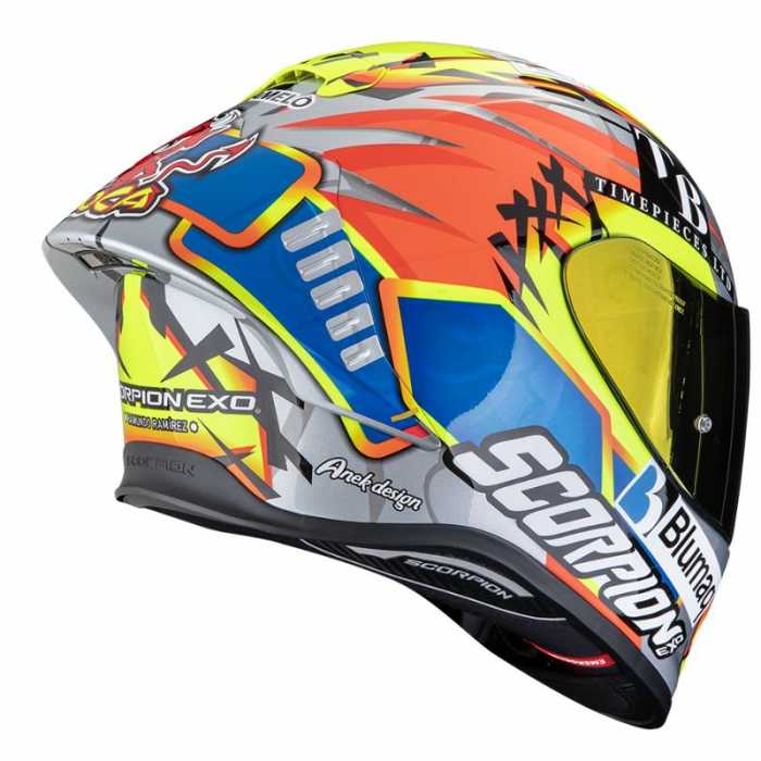 Casco Scorpion Exo R1 Evo II Air Aron Giallo Blu
