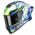 Casco Scorpion Exo R1 Evo II Air Cornering Bianco Verde Blu
