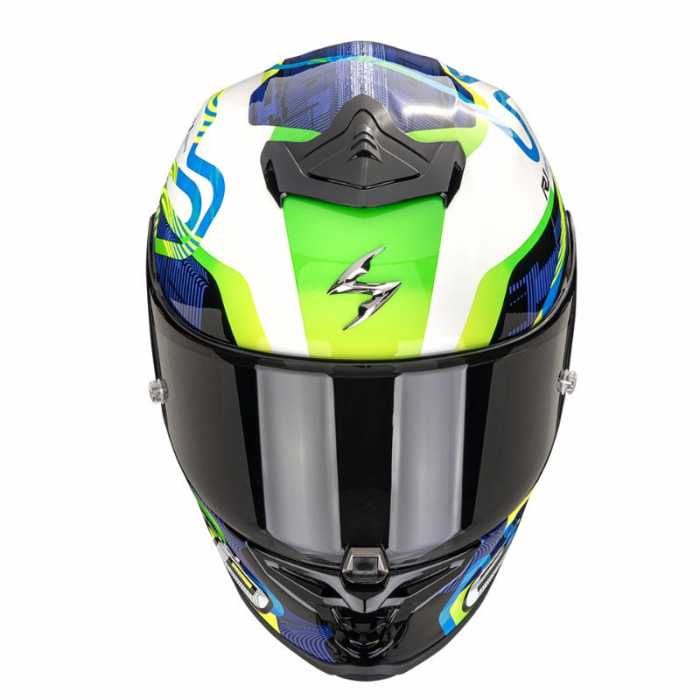 Scorpion Helmet Exo R1 Evo II Air  Cornering White Blue Green