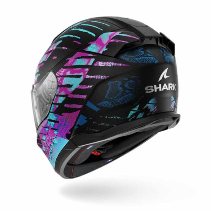 Casco D-Skwal 3 Reptaia Nero Viola Verdeacqua Opaco