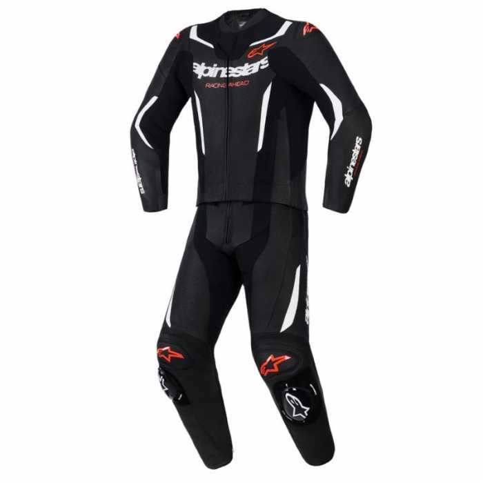 Leather Suit GP Force V2 2PC Black White Red