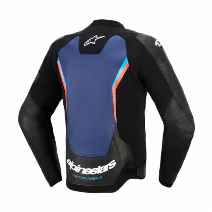 Giubbotto GP Force V2 Pelle Nero Blu Rosso Fluo