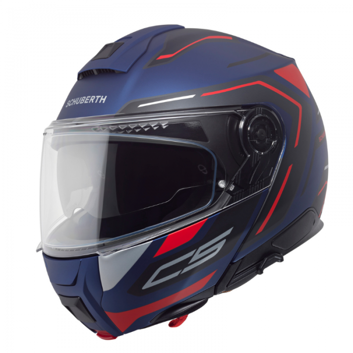 Casco C5 Omega Blu Opaco Rosso